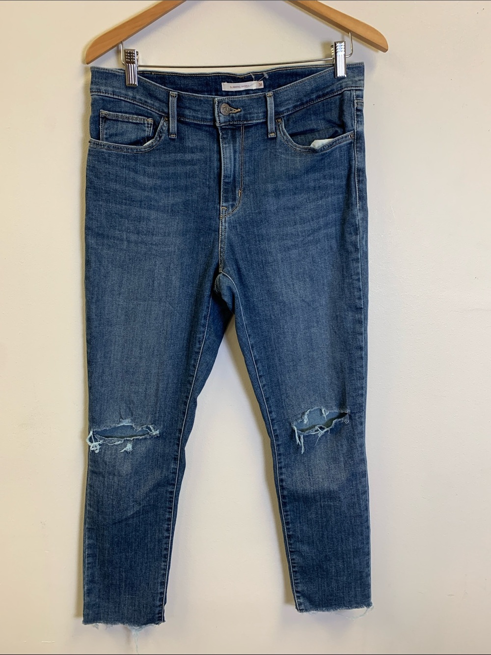 Levi's Dark Blue Distressed Skinny Jeans
